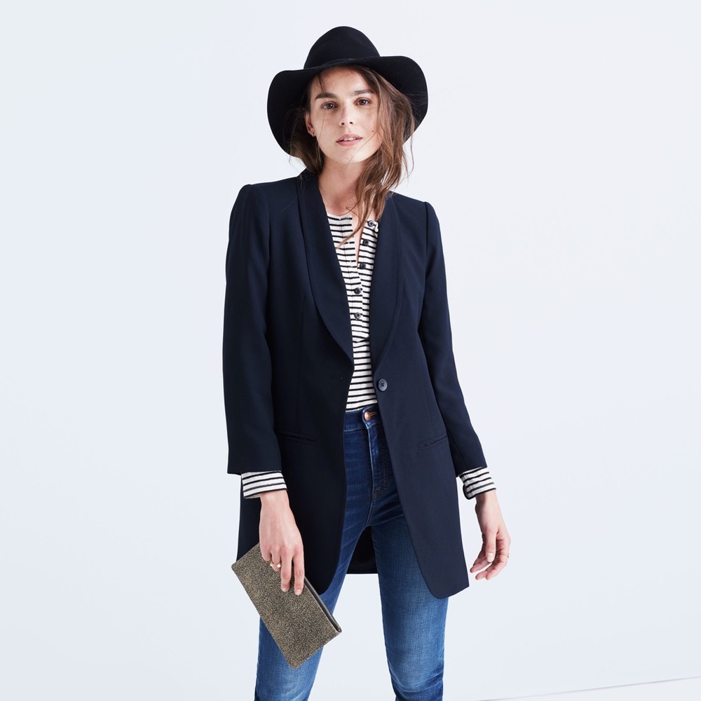 MADEWELL TREVI DRAPEY BLAZER NWT SIZE-2 STYLE #F4906 TRUE BLACK
